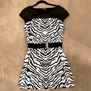 Express black and white zebra print dress